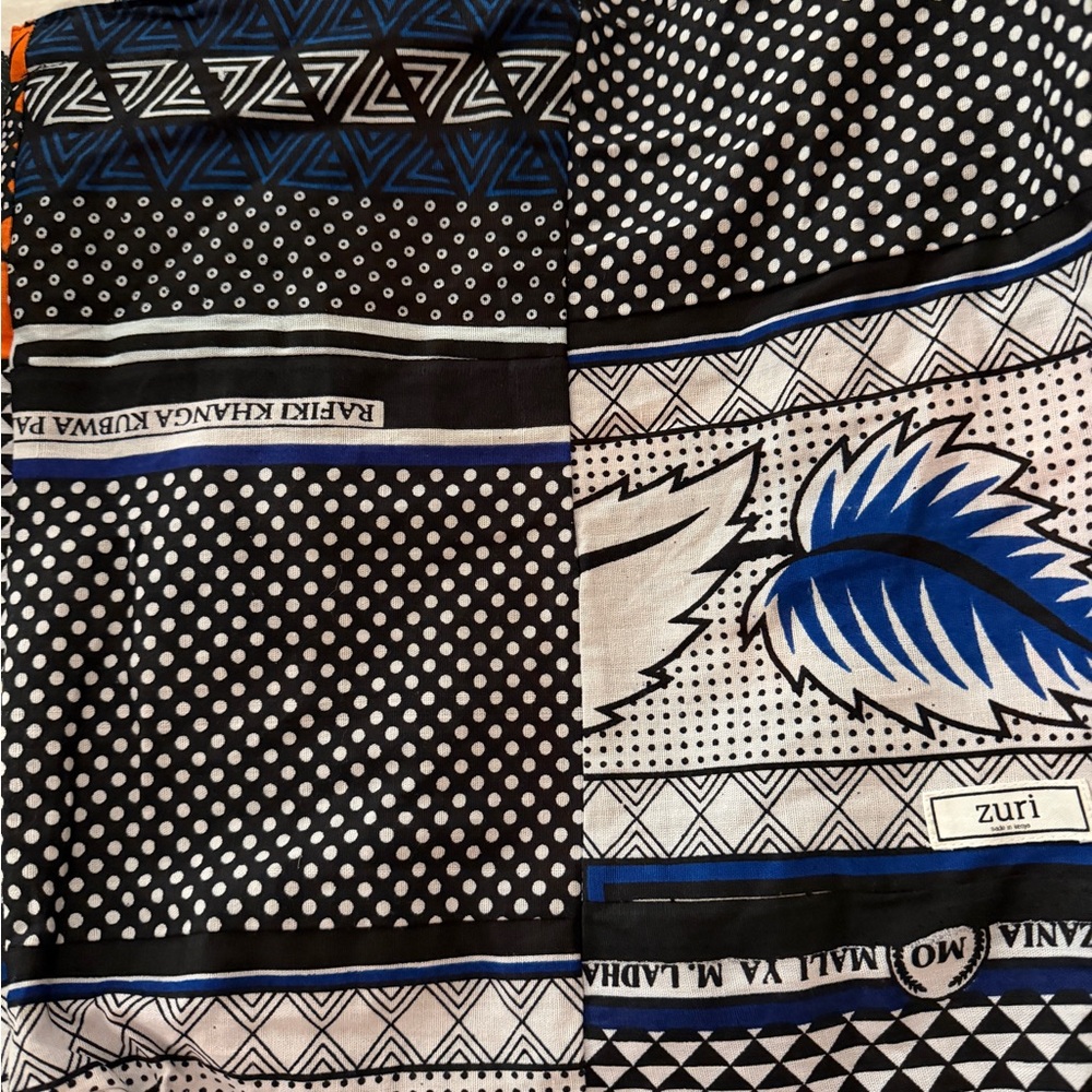 Zuri Black and Blue Patterned Tote Bag
